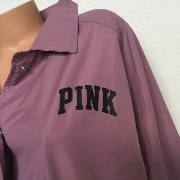 VS Pink Mauve Black Snap Front Lined Coach Jacket - Picture 4 of 7